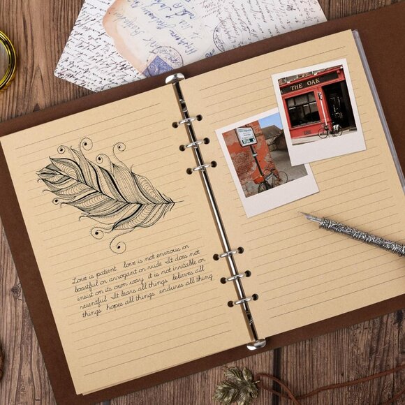 PU Leather Journal Notebook, Refillable Travel Vintage Writing Journals Diary - Picture 4 of 6